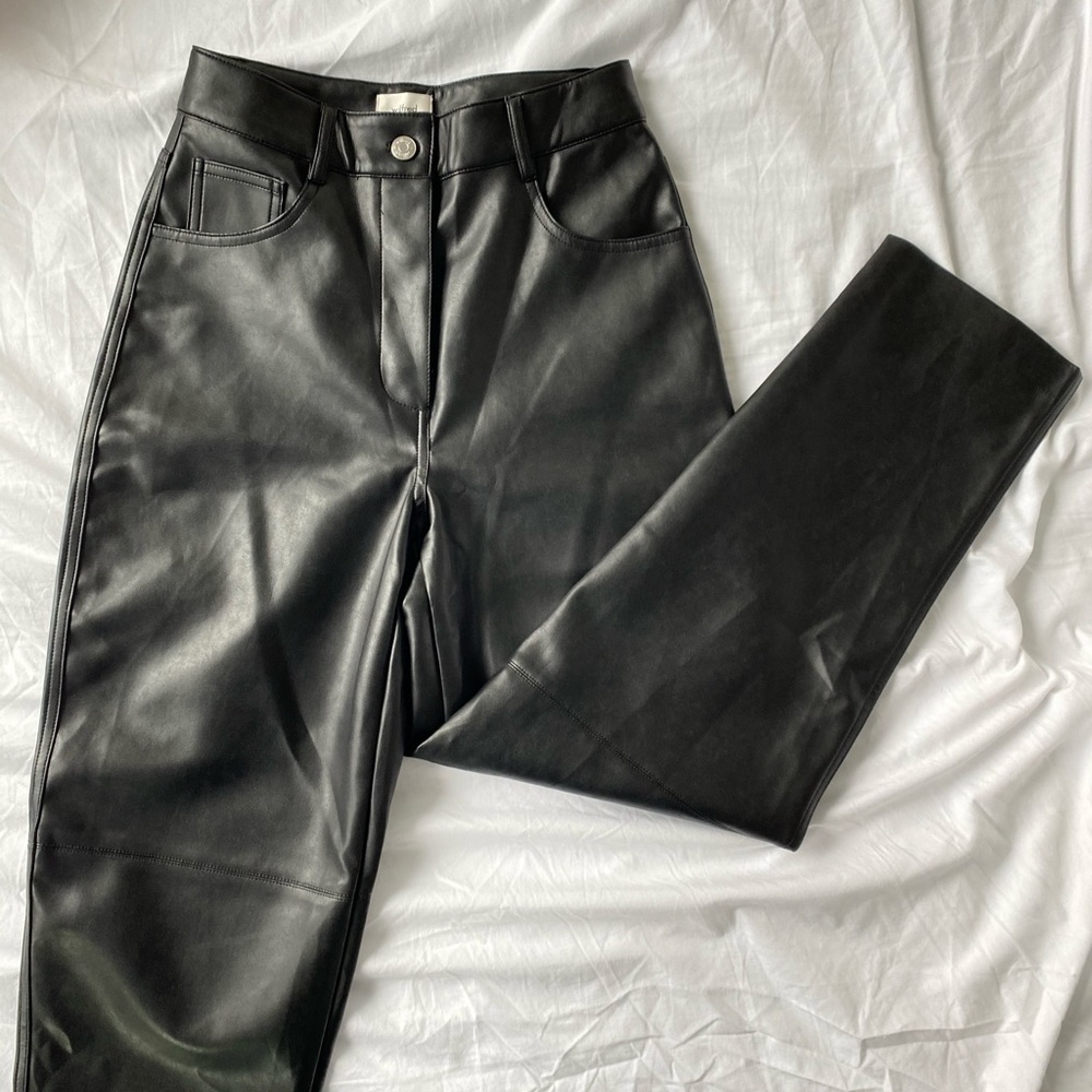 Aritzia Malina Pant Black Faux Leather Wide Leg